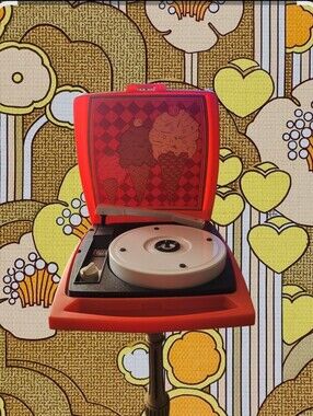 Portable Orange Vintage Record Player Turntable